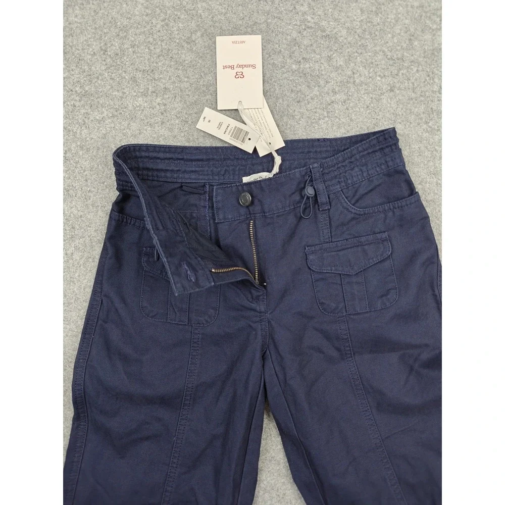 Aritzia Sunday Best Pants Womens 00‎ Blue Cargo Twill Adjustable Waist Pockets